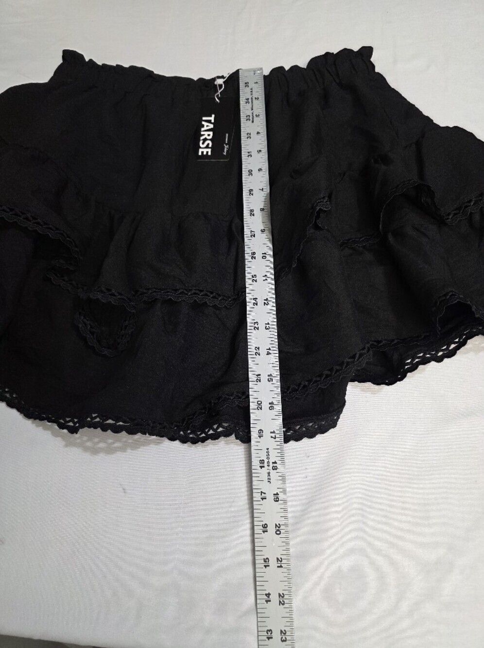 Terse Womens Size XL High Waist Black Tiered Lace-Trim Skort/skirt - Picture 8 of 13
